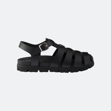 Prada Rubber Fisherman Sandals - Black