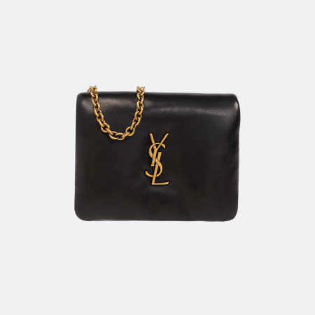 Saint Laurent Calypso Leather Wallet/Shoulder Bag - Black