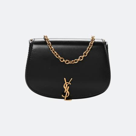Saint Laurent Mini Cassandre Leather Shoulder Bag - Black