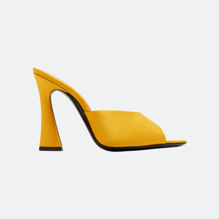 Saint Laurent Suite Satin Crepe Mule Sandals - Yellow / Ocre