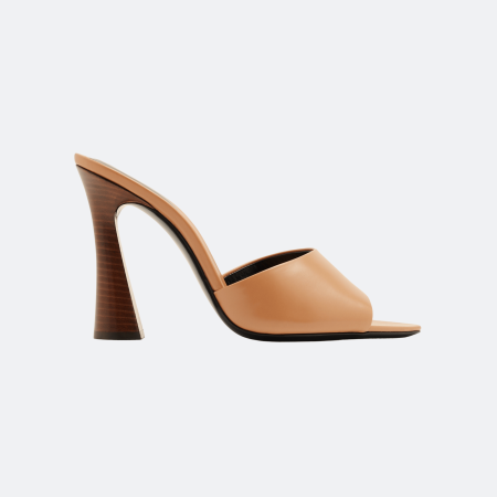 Saint Laurent Suite Leather Mule Sandals - Caramel