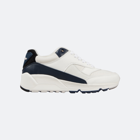 Saint Laurent Bump Leather Sneakers - White And Navy