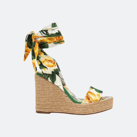 Dolce & Gabbana Floral Wedge Sandals - Yellow