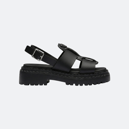Prada – Monolith Leather Sandals - Black