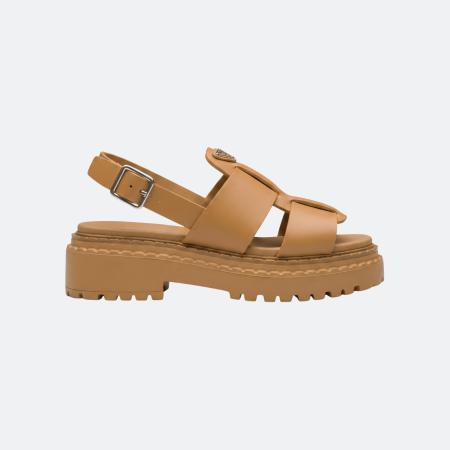Prada – Monolith Leather Sandals - Caramel