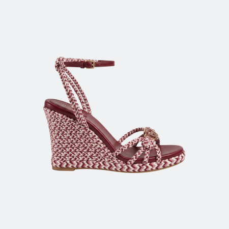 Gucci GG Rope Wedge Sandal - Burgundy