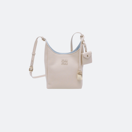 Miu Miu Small Bucket Bag Grained Leather - White