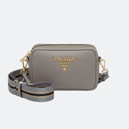 Prada Vitello Camera Bag Grained Calf Leather - Taupe Grey