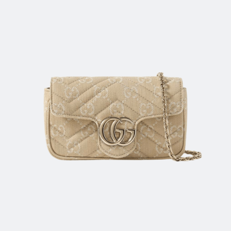 Gucci Marmont 2.0 Jacquard Matelassé Canvas Mini Bag - Beige