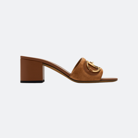 Gucci Horsebit Slide Leather Sandals - Brown