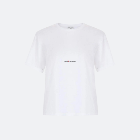 Saint Laurent Logo Print Cotton T-shirt -White