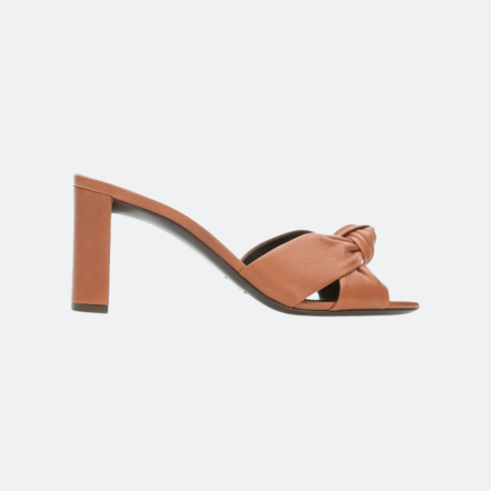Saint Laurent Bianca Leather Sandals - Brown
