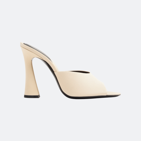 Saint Laurent Suite Leather Mule Sandals - Ivory White