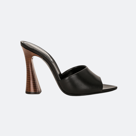 Saint Laurent Suite Leather Mule Sandals - Black