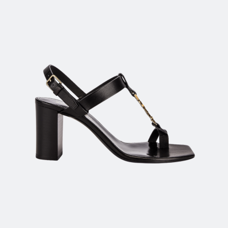 Saint Laurent Cassandra 75 Leather Sandals - Black