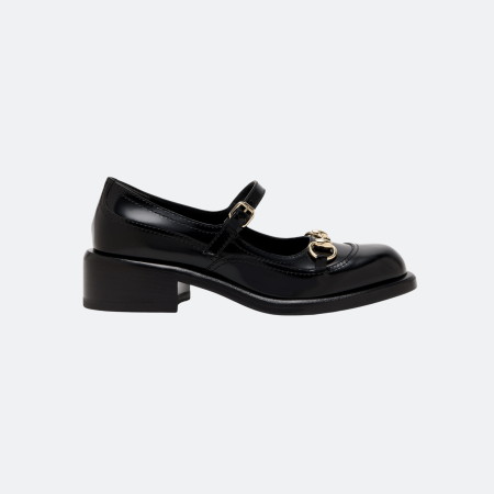 Gucci Horsebit Leather Mary Jane Shoes - Black