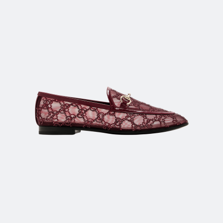 Gucci Horsebit GG Mesh Loafers - Burgundy