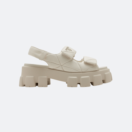 Prada – Quilted Leather Platform Sandals - Ivory White