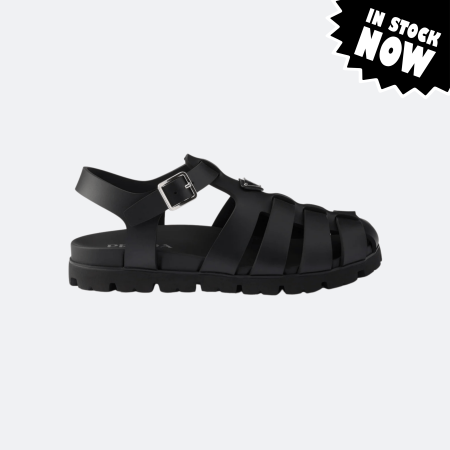 Prada Rubber Fisherman Sandals - Black (38 - In Stock)