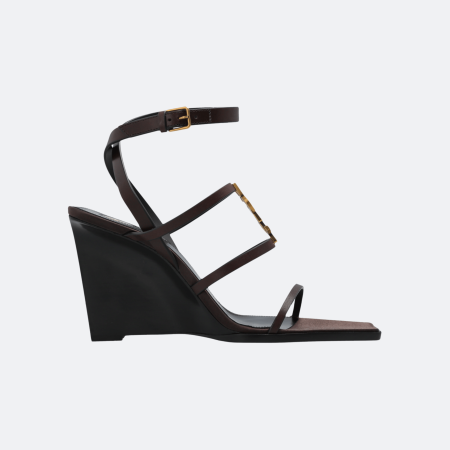 Saint Laurent Cassandra Wedge Sandals - Brown