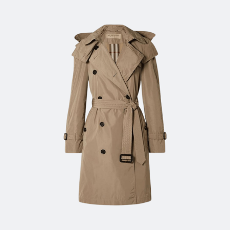 Burberry Amberford Hooded Trench Coat Cotton Gabardine - Beige
