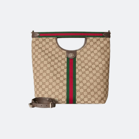 Gucci Giglio GG Supreme Large Canvas Tote/Shoulder Bag - Beige