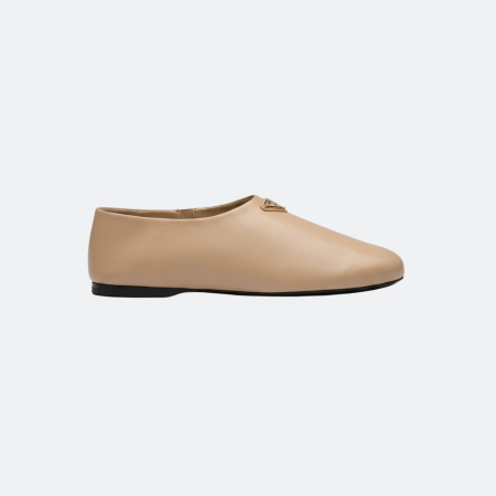 Prada Minimal Leather Slip-On Sneakers - Beige