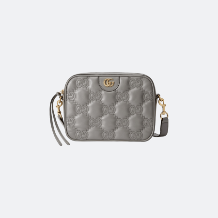 Gucci GG Matelassé Small Leather Shoulder Bag - Grey